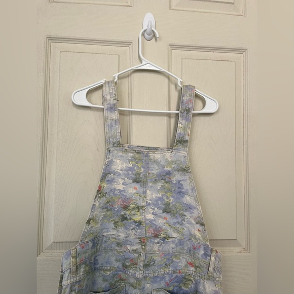 Pilcro x Anthropologie pastel floral pattern denim overalls short size 30 - Picture 9 of 11